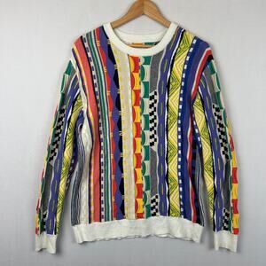 PacSun 3D Knit Coogi-Style Sweater Long Sleeve Multicolor Men's Size S